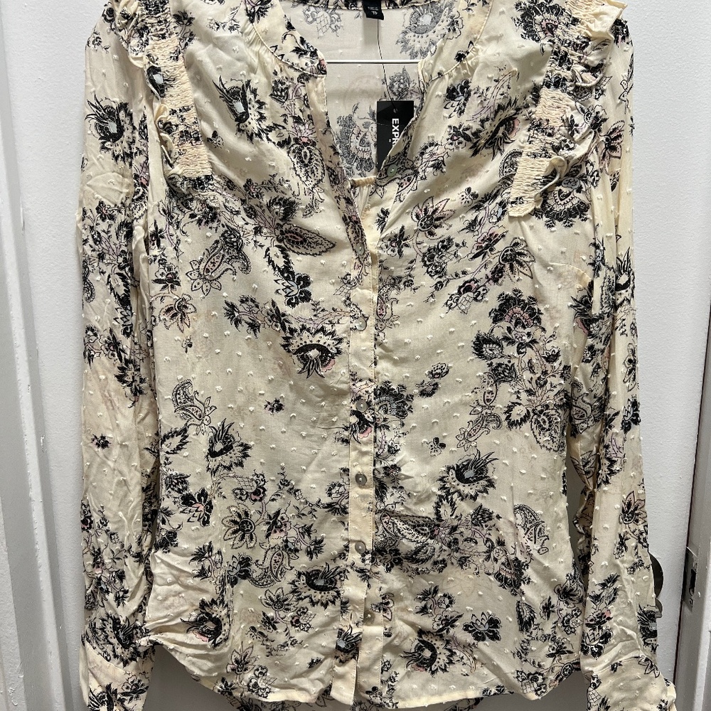 Express Black and White Blouse